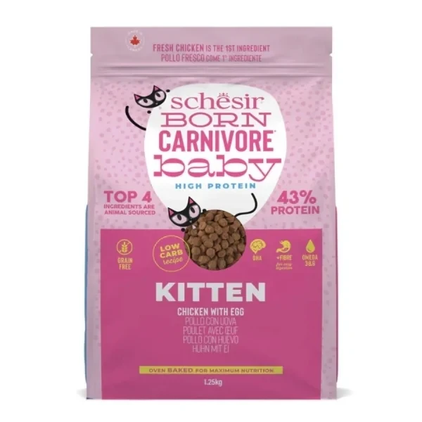 Schesir Born Carnivore Baby Tavuklu ve Yumurtalı Yavru Kedi Maması 1.25KG