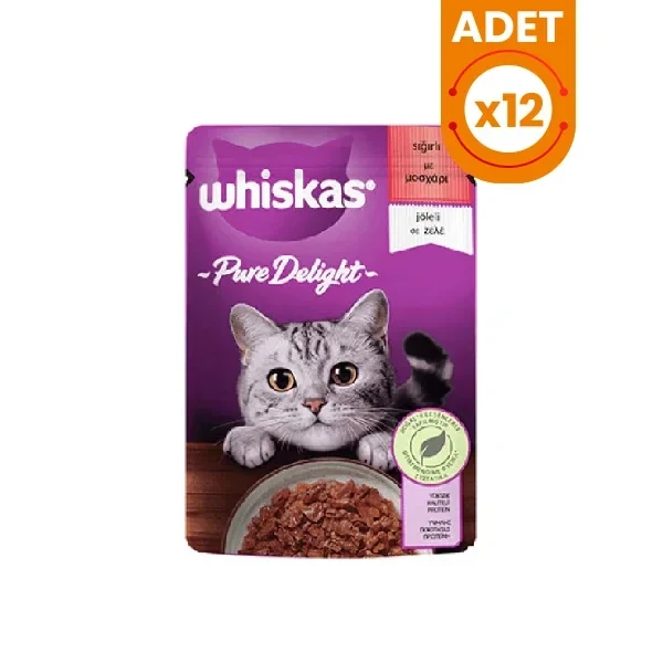 Whiskas Pouch Pure Delight Jöle İçerisinde Sığır Etli Yetişkin Kedi Konservesi