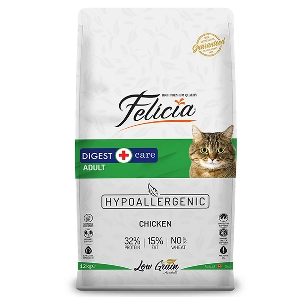 Felicia Hypoallergenic Tavuklu Düşük Tahıllı Yetişkin Kedi Maması 12KG